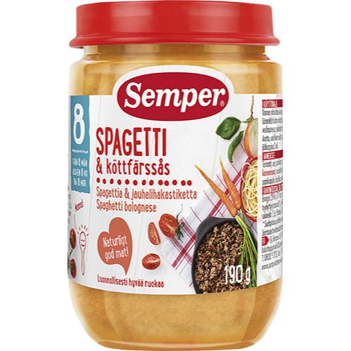 Spagetti köttfärssås 8M 190 g Ditt svenska skaffe