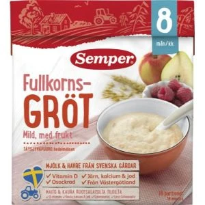 Semper Fullkornsgröt mild, med frukt 8 mån - 480 g