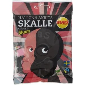 Bubs Godis Påse Hallon/Lakrits Skalle Skum LTD - 90 g