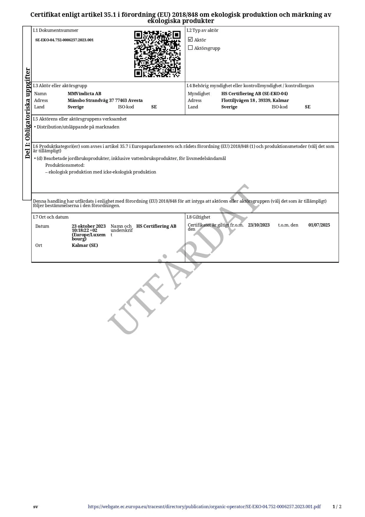 Ekologisk certifiering